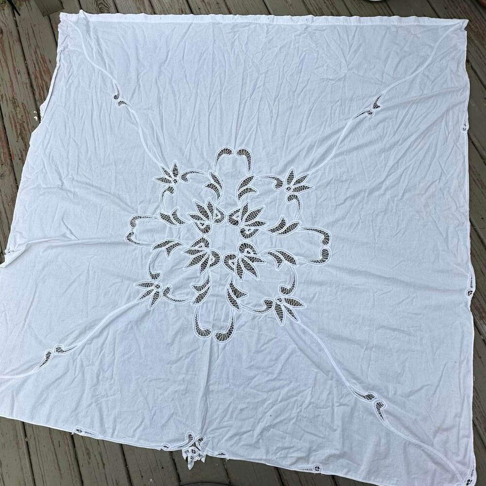 Vintage Lace Shower Curtain cotton white